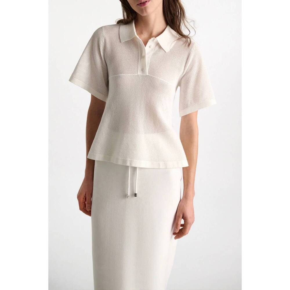 NEW DOROTHEE SCHUMACHER cotton coolness mesh top in white